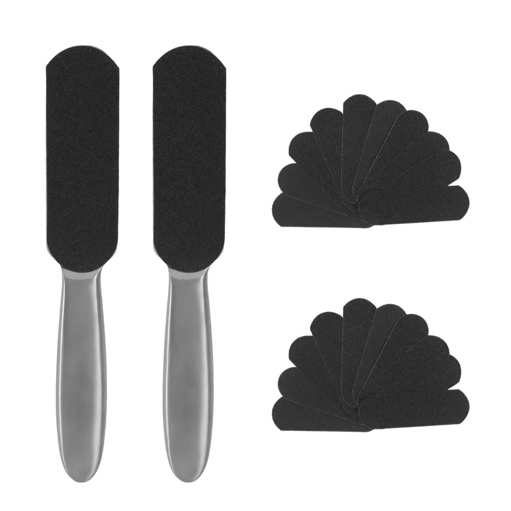 22 Pcs Easiest Way to Remove Calluses Foot File Kit,Including 2 Stainless Steel Foot Scrubber with 20 Easy Peel Replacement Pads for Smooth Feet,Ideal for Halloween Christmas Party Fathersdaygift,Hand Tools Kits