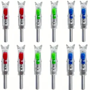 12 piece set of mixed color luminous arrow tails (4 red/blue/green each) -244/6.2mm high visibility luminous arrow feathers suitable for competitive archery recurve bow composite bow