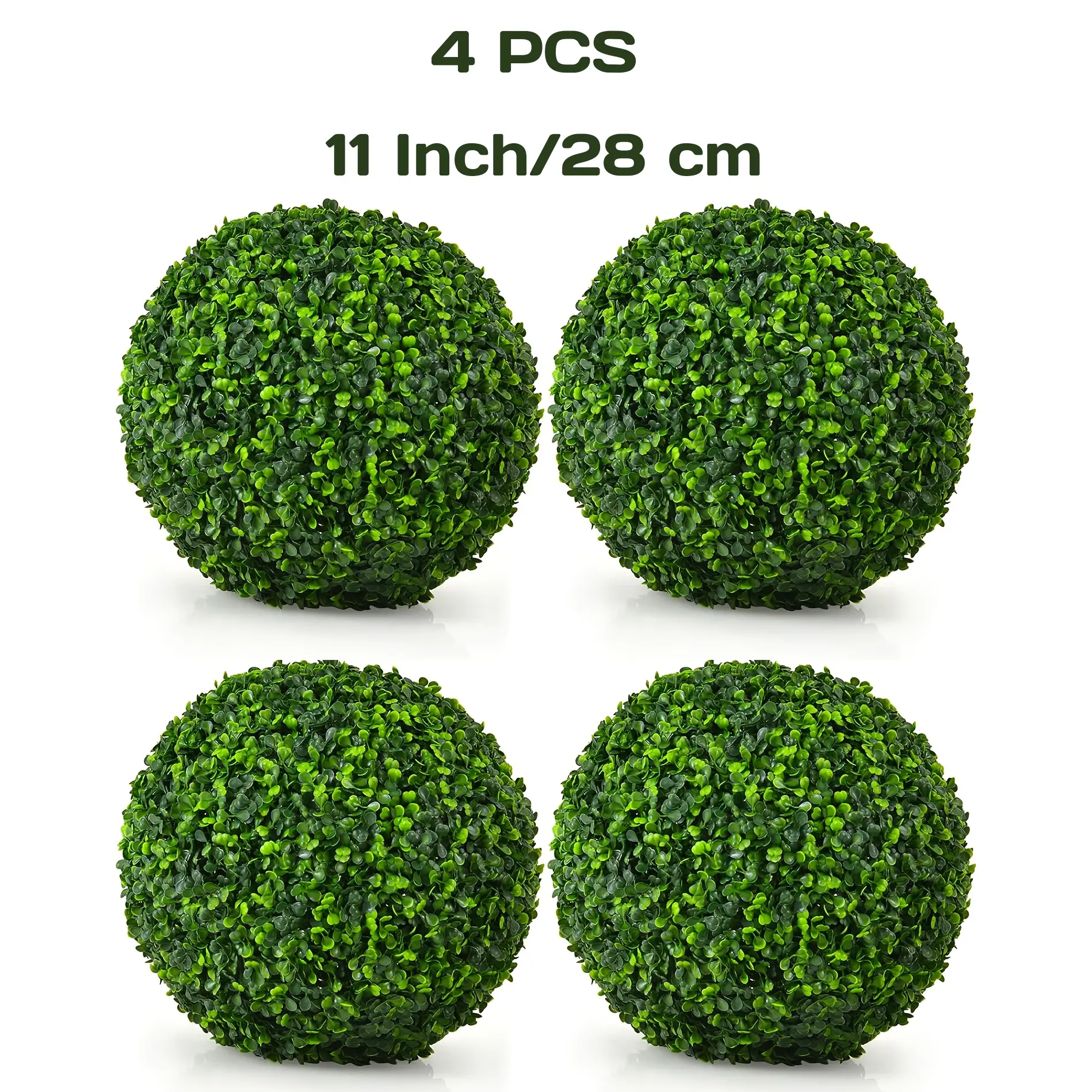 4pcs 11 inch/28cm 4-Layer Artificial Plant Topiary Ball, Faux Boxwood Decorative Balls for Backyard Balcony Garden Wedding and Home Décor