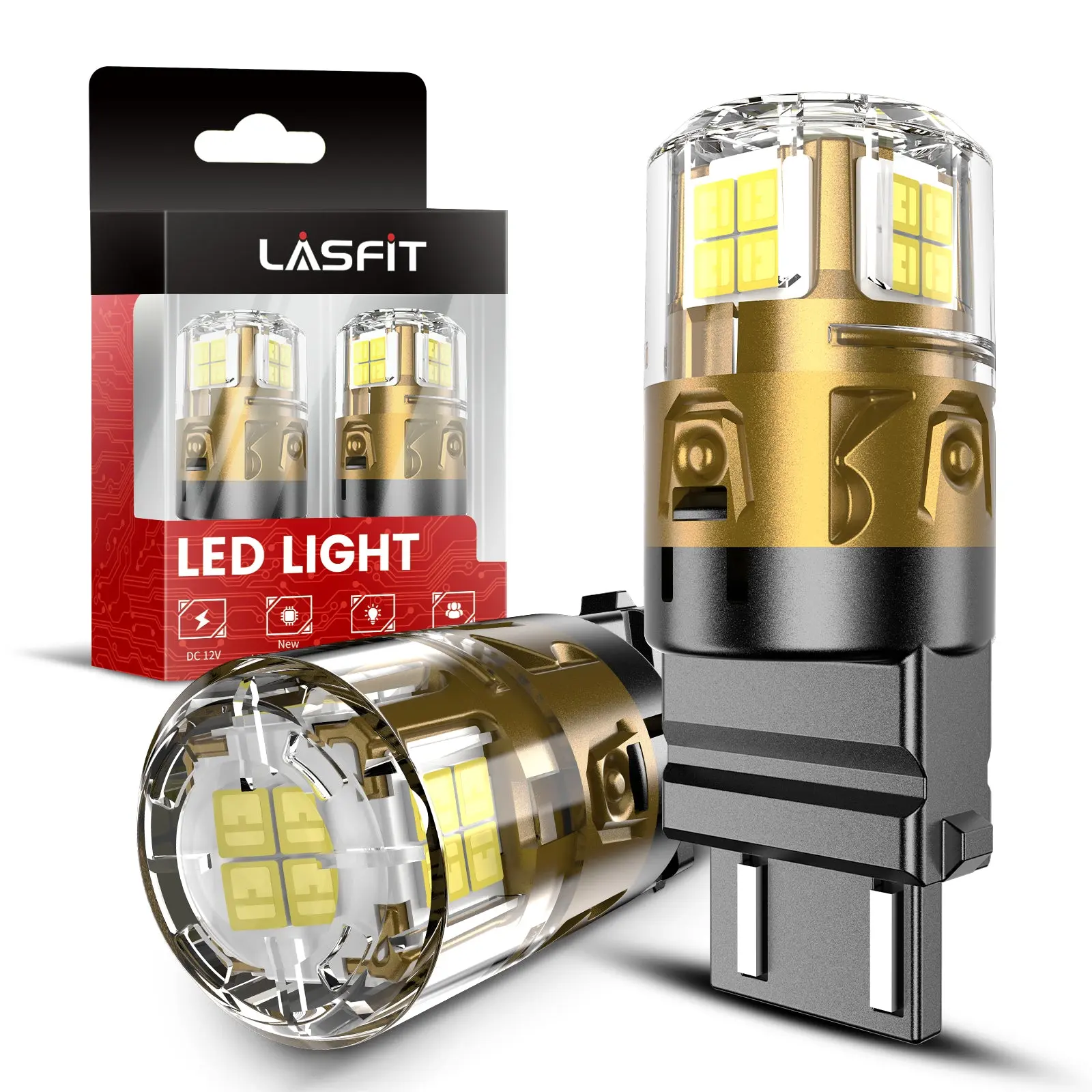 Lasfit L2 Series Upgraded LED Reverse Backup & Tail Light Bulb, Xenon White, 2 Bulbs (Fits 3157, 3156, 3057, 4157), Led Tail Light, Car Led Lights, Daylight White Led
