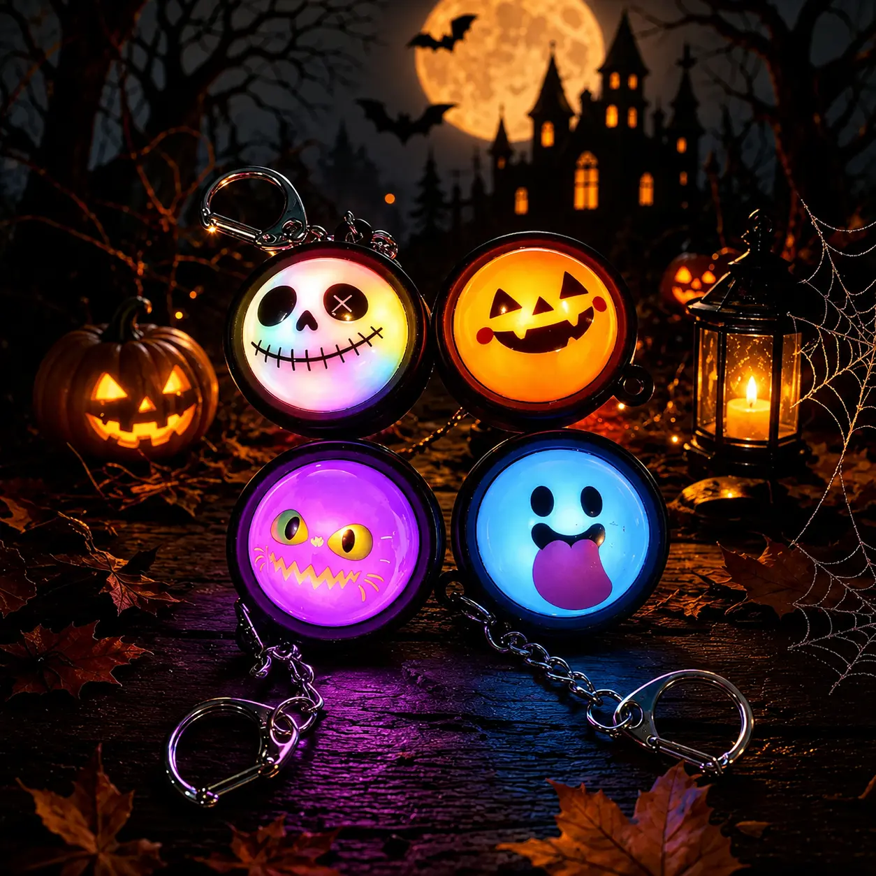 Stress Reliever Keychain, Light-Up Funny Dumpling with Demon Faces, Pressable PVC Pendant, Compact Oddities Gift for Halloween Parties, Oddities Gifts
