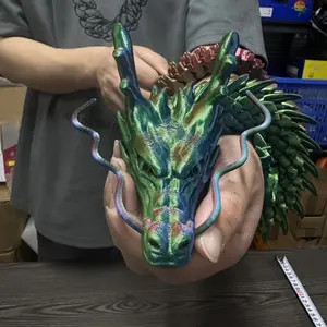 2 mixed-color 3D giant 35.43-inch dragon statues: twistable, colorful and cool, desktop decoration, car pendant and ornaments - perfect gifts for Valentine's Day, New Year, and birthdays