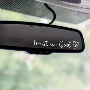 3PCS Trust in God Rearview Mirror Sticker, Christian Car Accessories, Car Stickers and Decals for Women, Cute Car Stickers, Mirror Decals (White)