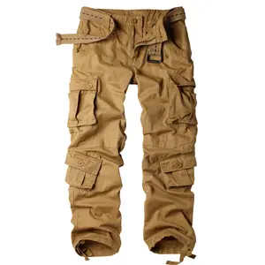 AKARMY Men's Casual Cargo Pants Military Army Camo Pants Combat Work Pants with 8 Pockets 3357-tuhuang (No Belt) Menswear Trouser Fashion Camouflage