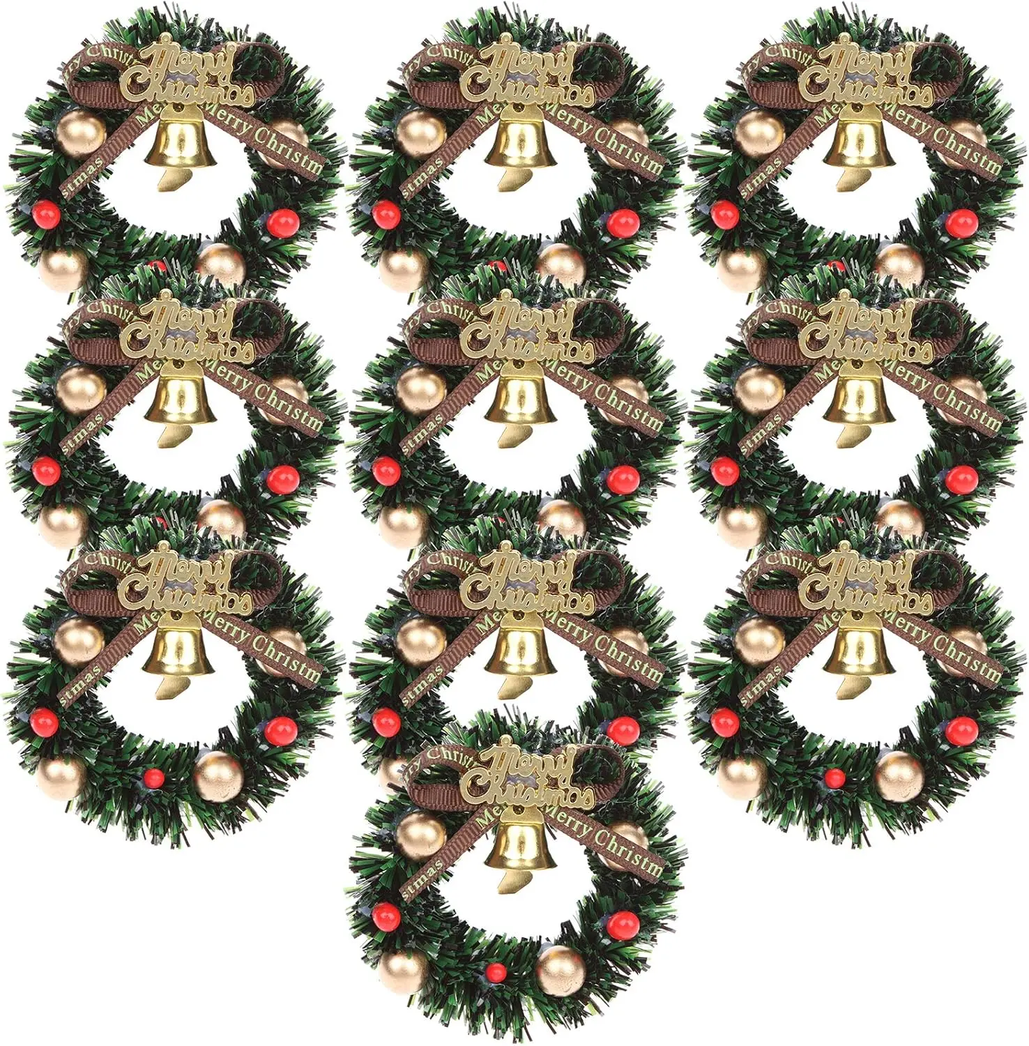 10 Pcs Mini Christmas Wreaths Dollhouse Miniature Christmas Tree Decoration Garland Wreath Mini Craft Wreaths Winter Snow Ornaments for Decorating and Model Making