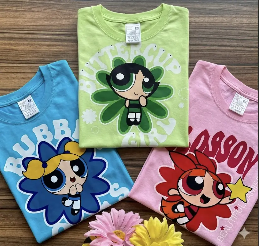 Comfort Colors Powerpuffff Girls T-Shirt, Y2K Aesthetic Graphic Tee For Women, Short sleeve Casual Top Womenswear