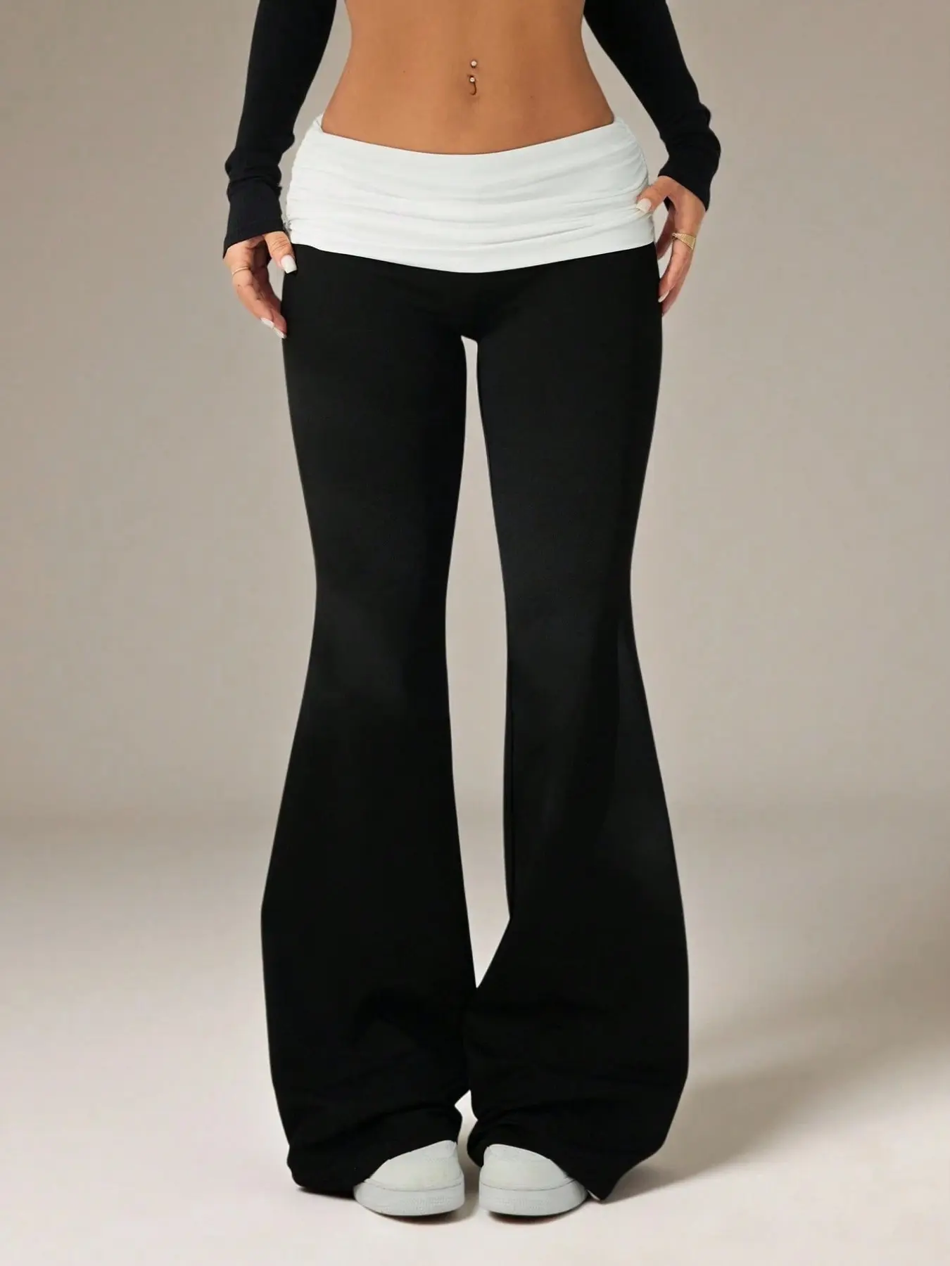 Women's Bell Bottom Yoga Pants, Casual Loose-Fitting Trousers, Plain Surface, Unlined, All Seasons, Comfortably Lightweight, Casual Sporty Trousers