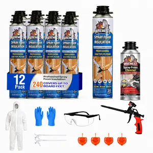 40 Spray Foam, Closed Cell Spray Foam Insulation Kit , High DensityPolyurethane Expanding Spray Foam for Walls and Attic, Easy DIY Wide Spray Foam Kit with Gun, Cleaner & Safety Gear