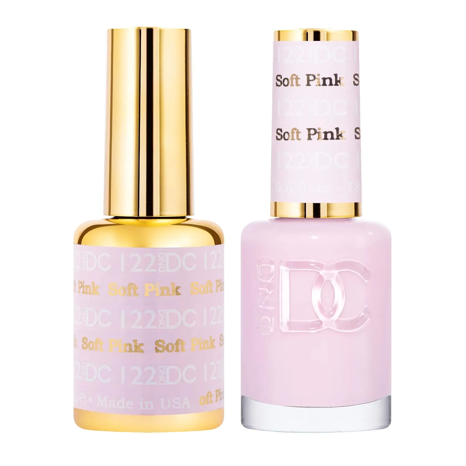 DND DC Gel Polish Set 122 Soft Pink UV LED Gel Polish & Air Dry Nail Lacquer Matching Chip Free Polish Duo 0.6 Fl Oz Made in USA