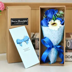 Carnation Soap Flower Bouquet Gift Box, Small Practical Souvenir, Rose Artificial Flowers, Ribbon Roses Bouquet, Valentine's Day Present, Activity Gift