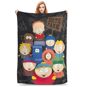 South Park Cartoon Blanket Ultra Soft Flannel Fleece Cozy Warm Lightweight Fuzzy Plush All Season Bedroom Couch Sofa Throw Decor Decorative Throw Perfect Birthday Gift Christmas Gift for Fans Adults Teens Men Women Eric Cartman Style