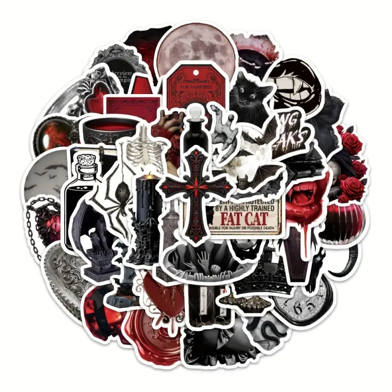 54pcs Vampire Element Stickers, Dark Style Instagram Journal Decoration, Phone and Journal Stickers for Valentine's Day, Suitable for Cellphone, Roller Skating and Cycling, Cycling Stickers and Decals