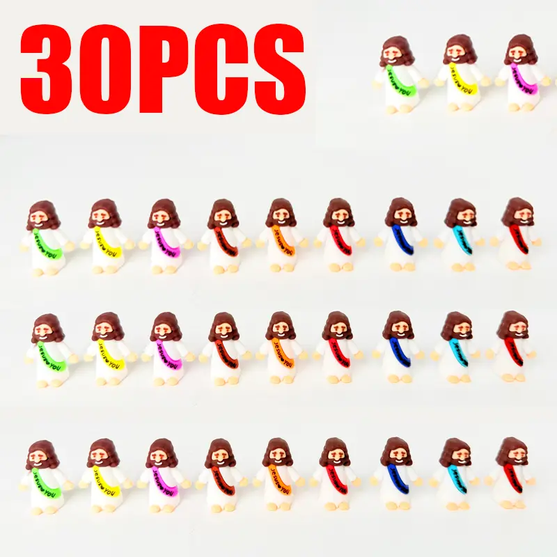 30PCS Little Jesus Figures, Mini Jesus Figurines in Bulk, Multicolor Tiny Jesus Figures, Miniature Figurines to Hide and Seek Religious Gifts for Easter Egg Stuffers (30PC)