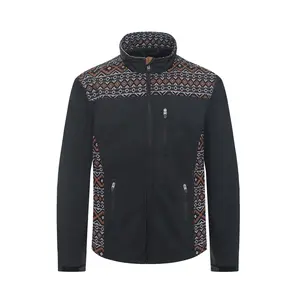 Men's Soft Shell Bonded Jacket With Western Aztec Print -NJ650EMB-AZ-BLK-BROWN