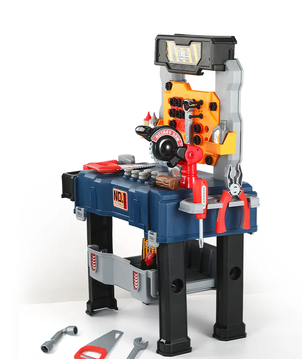 TUSEASY 2-in-1 Kids Tool Bench & Mobile Repair Multi Activity Playset, 65-Pc Set with Electronic Drill Toy, Screwdriver & Realistic Tools, STEM Pretend Play for Ages 3-5
