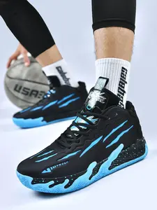 Men's Fashionable Patchwork Print Basketball Shoes, Casual Comfortable Breathable Sports Shoes, Basketball Shoes for Men, Trainer Shoes, Athletic Shoes, Sneakers