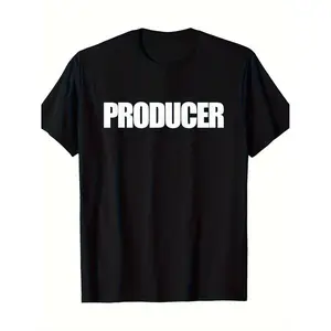 PRODUCER T-Shirt Film or Music Production On Set ID T-Shirt-220gT T-shirt 100% cotton T-shirtSame style for men and women 2025 summer short-sleeved printed T-shirt pure cotton 220G, Casual Crew Shirt, Music Festival Wear, Classic Round Neck, Vintage