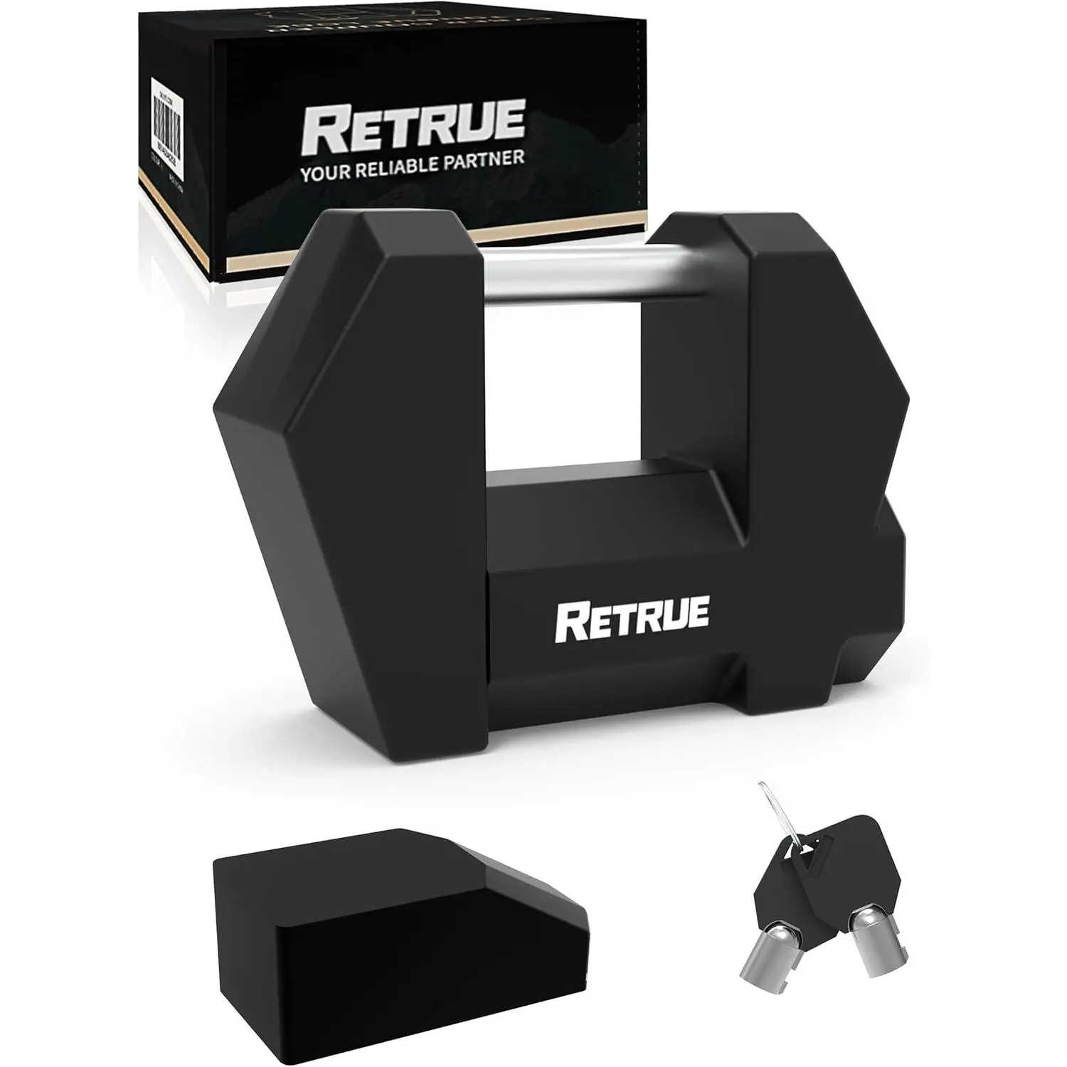 RETRUE Cyber Lock Heavy Duty Trailer Coupler Lock, Upgraded Trailer Lock with Extra Wide 1.2" Span & 1/4" Diameter, Anti-Theft Tongue Locks for RVs, Boats,Trucks –Tow Hitch Security Accessory-Black