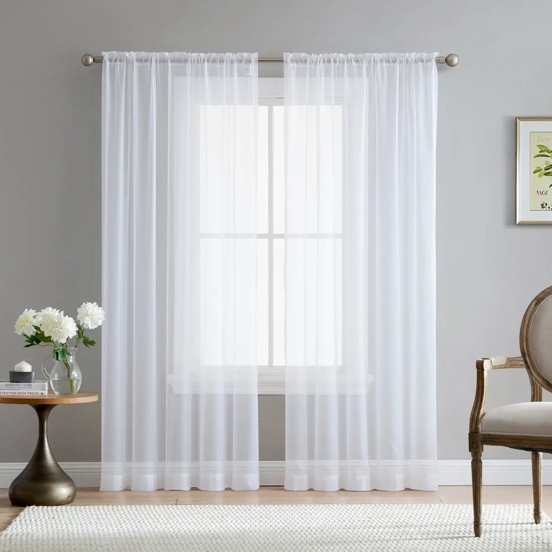 Lowes - Lucento Sheer Voile Rod Pocket Curtain Panels