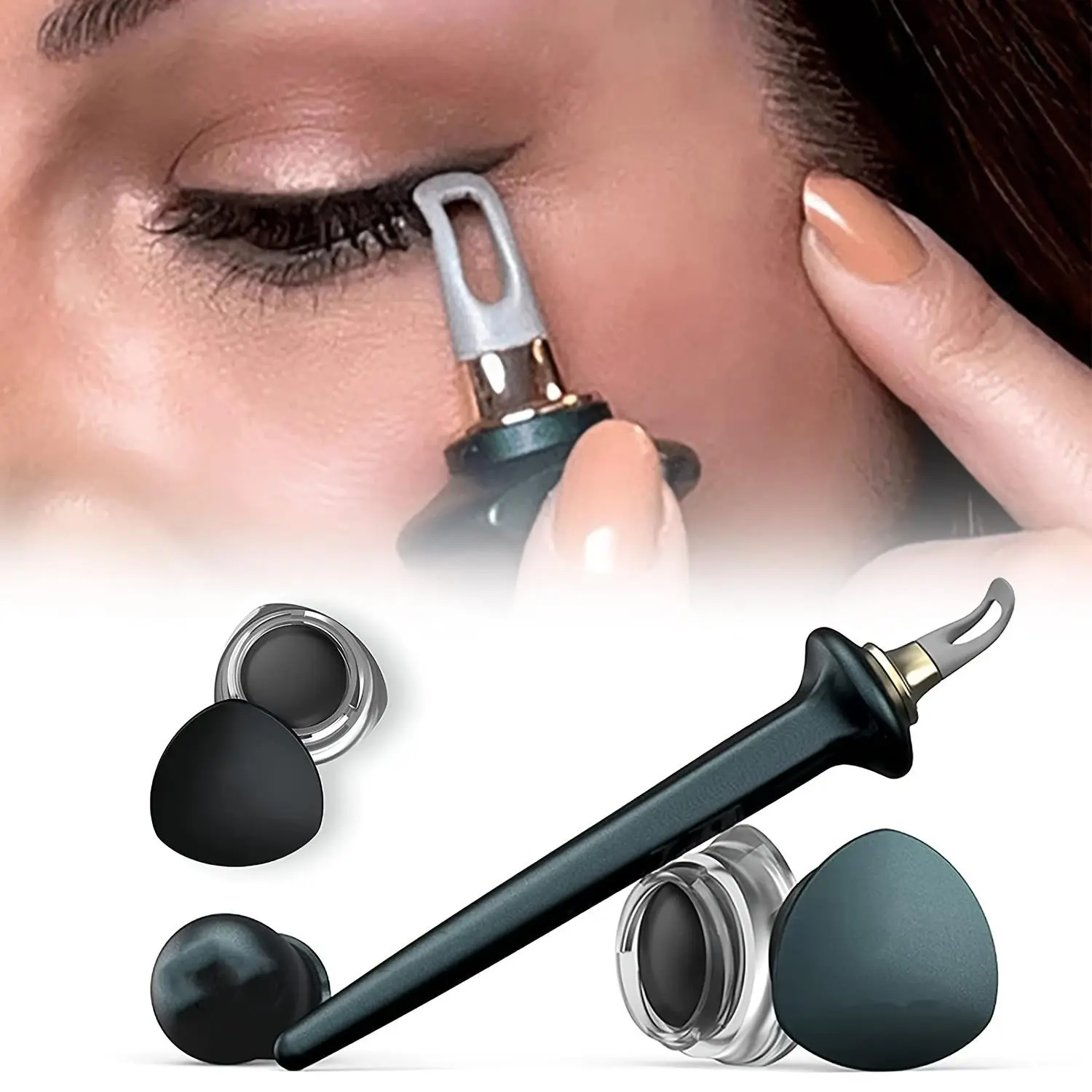 Silicone Eyeliner Brush & Eyeliner Cream Kit, 2 Counts/est Eyeliner Auxiliary Tool & Smudge-proof Eyeliner, Professional Eye Makeup Tool for Women, Cosmetic, Cosmetics Makeup Tools