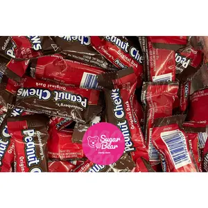 Peanut Chews Original Dark - Sweet and Chewy Bars with Peanuts and Milk Chocolate - 8 oz & 1 lb Chocolate Bag Snack Bonbon