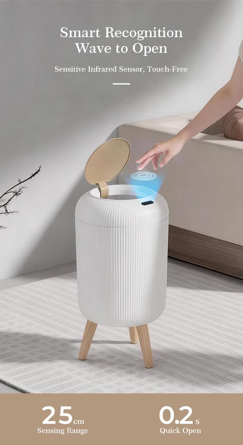 Pukomc Smart Induction Waterproof Trash Can for Bathroom, Bedroom, Office Nordic Style, Household Items Saving Space Motion Sensor Multifunctional Home Goods Environmentally Friendly Automatic summerwins,dorm essentials,home essentials homeessentials