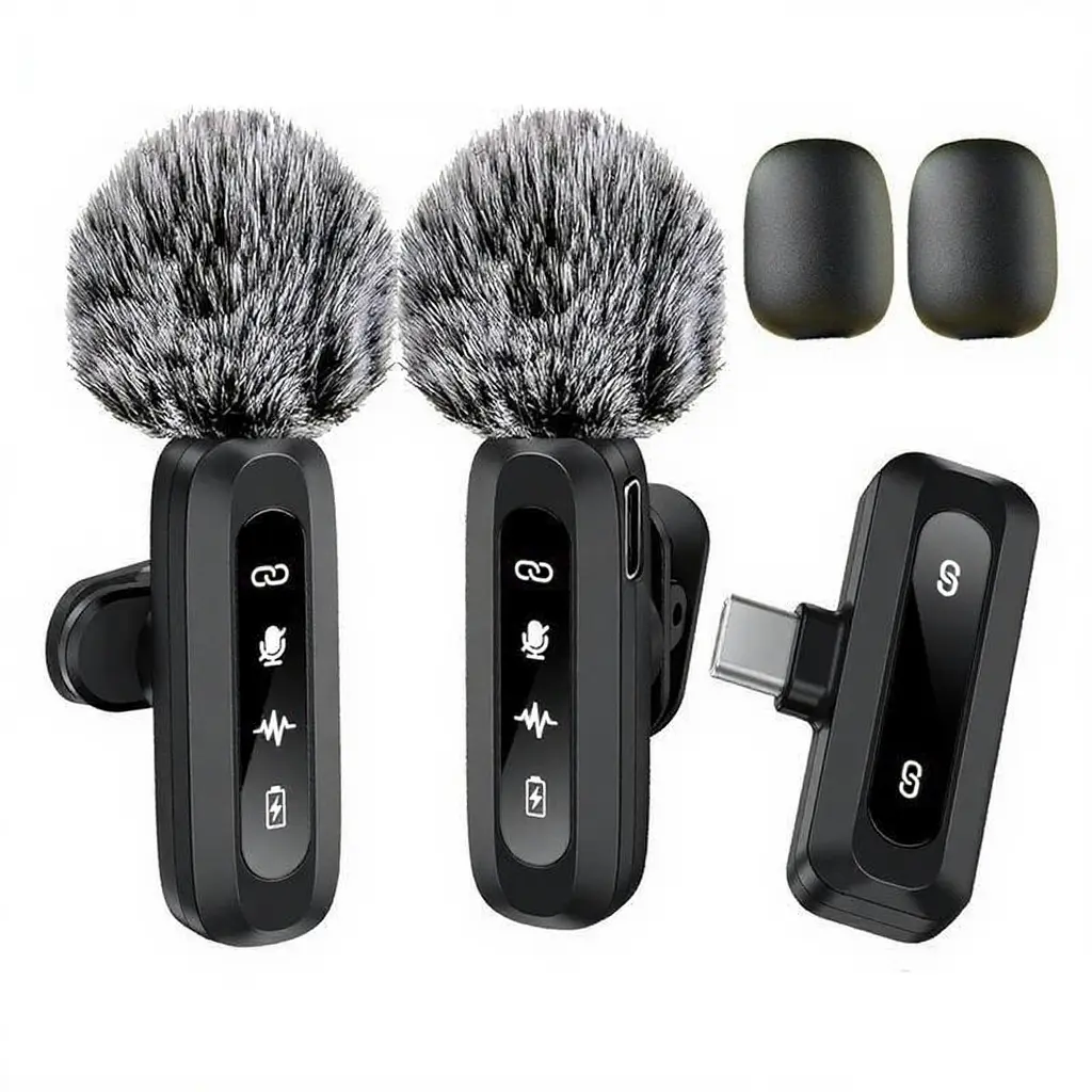 Wireless Lavalier Microphone, USB Rechargeable Wireless Microphone, Portable Mini Microphone for Speech & Interview, Rechargeable Lapel Mic, Compatible with iPhone & Android, Audio, Cordless Mics