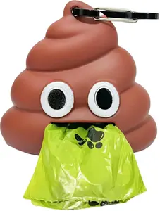 Cute Poop Bag Holder for Leash - Sturdy Dispenser with 15 Bags - Soft Silica Gel - Portable & Convenient - Perfect Gift for Dog Walkers