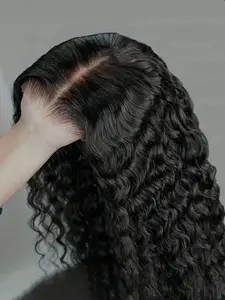 Deep Wave 5x5 Glueless Lace Wig, Human Hair Wig, Lace Hairline Wig, Pre-Bleached Transparent Lace Wig, 150% Density, for Women Brazilian Virgin Hair