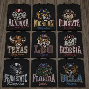 Vintage Mascot College Football Shirt Retro University Team Graphic Tee Game Day Apparel Distressed Sports Fan T-Shirt Unisex Gift for Football Lovers