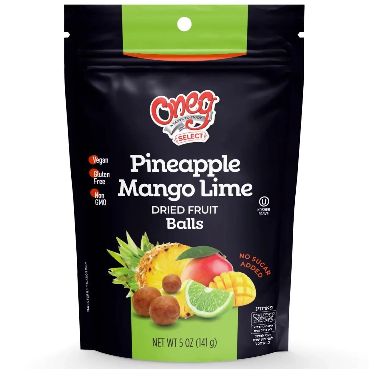Oneg Dried Fruit Balls, 5oz Pack of Healthy Snacks Pineapple Mango Lime, Perfect Snacks for Kids Lunchbox or On the Go Snacking, Ideal Choice for Healthy Snack for Adults