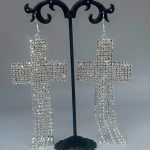 2000s Bling Cross Earrings | Mcbling | Trashyy2k | Early 2000s | Indie | Cybery2k birthday gift trendy