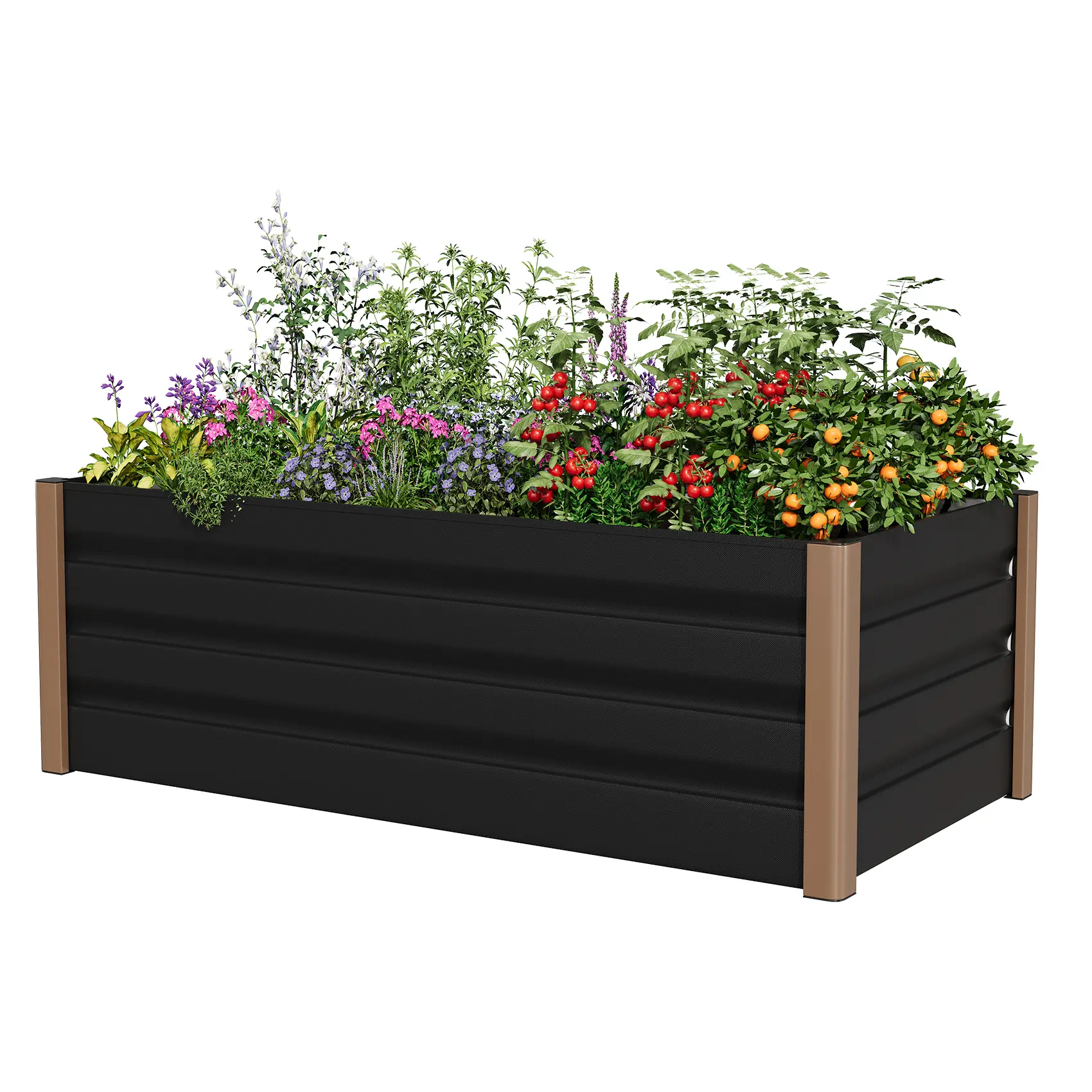 Heavy Duty Gray Aluminum Raised Garden Bed Planter Box, Large Open‑Bottom Rust‑Resistant Design with Safe Rounded Corners, Deep Growing Space for Vegetables, Flowers and Herbs for Outdoor Planting Use