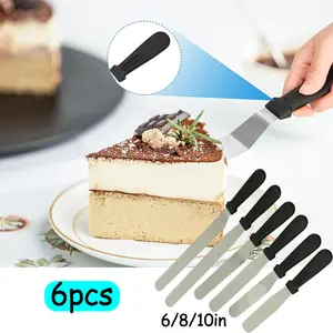 6PCS Stainless Steel Cake Spatula, 6in 8in 10in, Handle Solid Durable Cake Decorating Spatula, Baking Supplies, Suitable for Bakery or Home Kitchen, for Beginner Cake Making and Professional Bakers