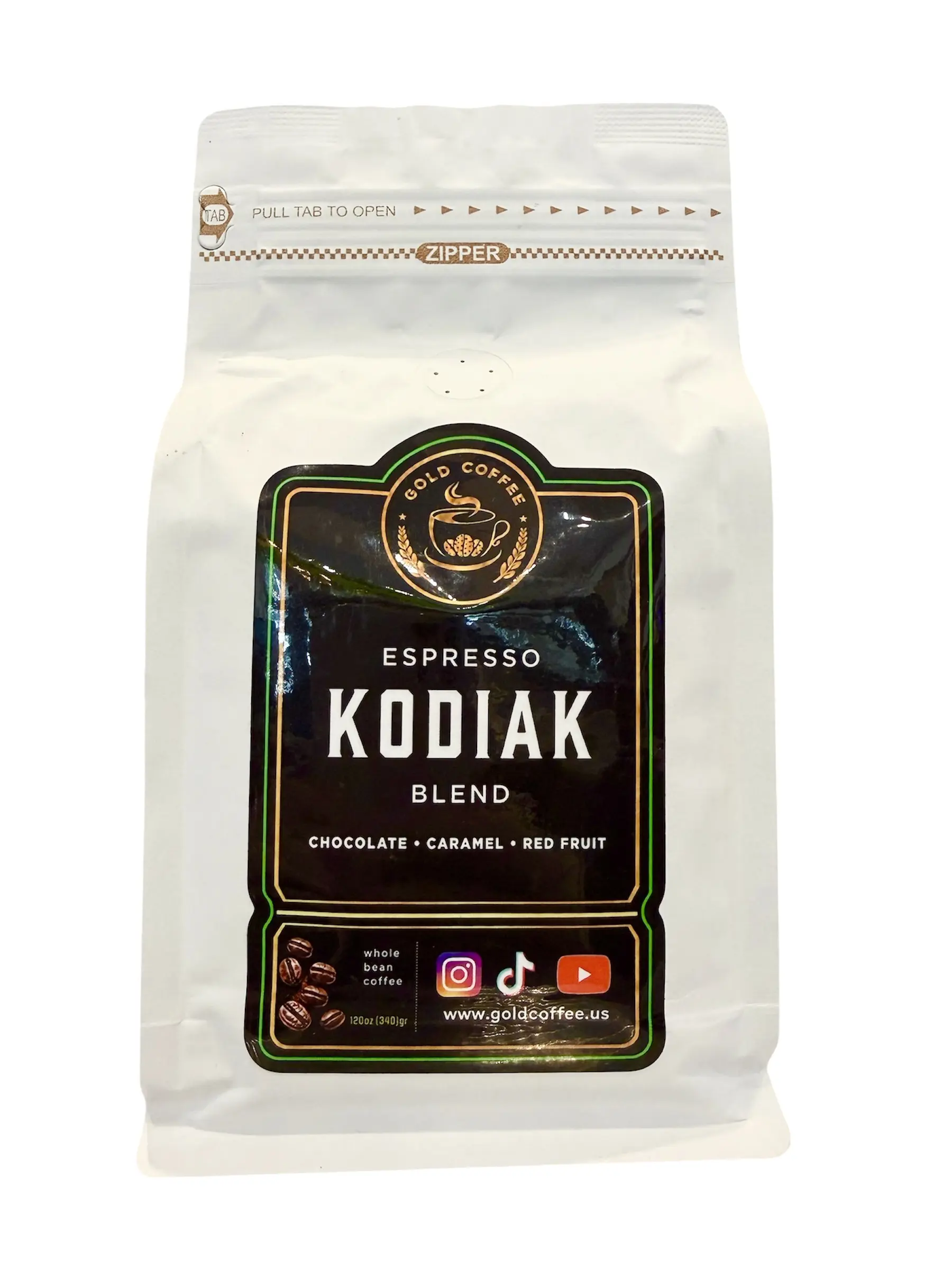 Gold coffee espresso kodiak blend