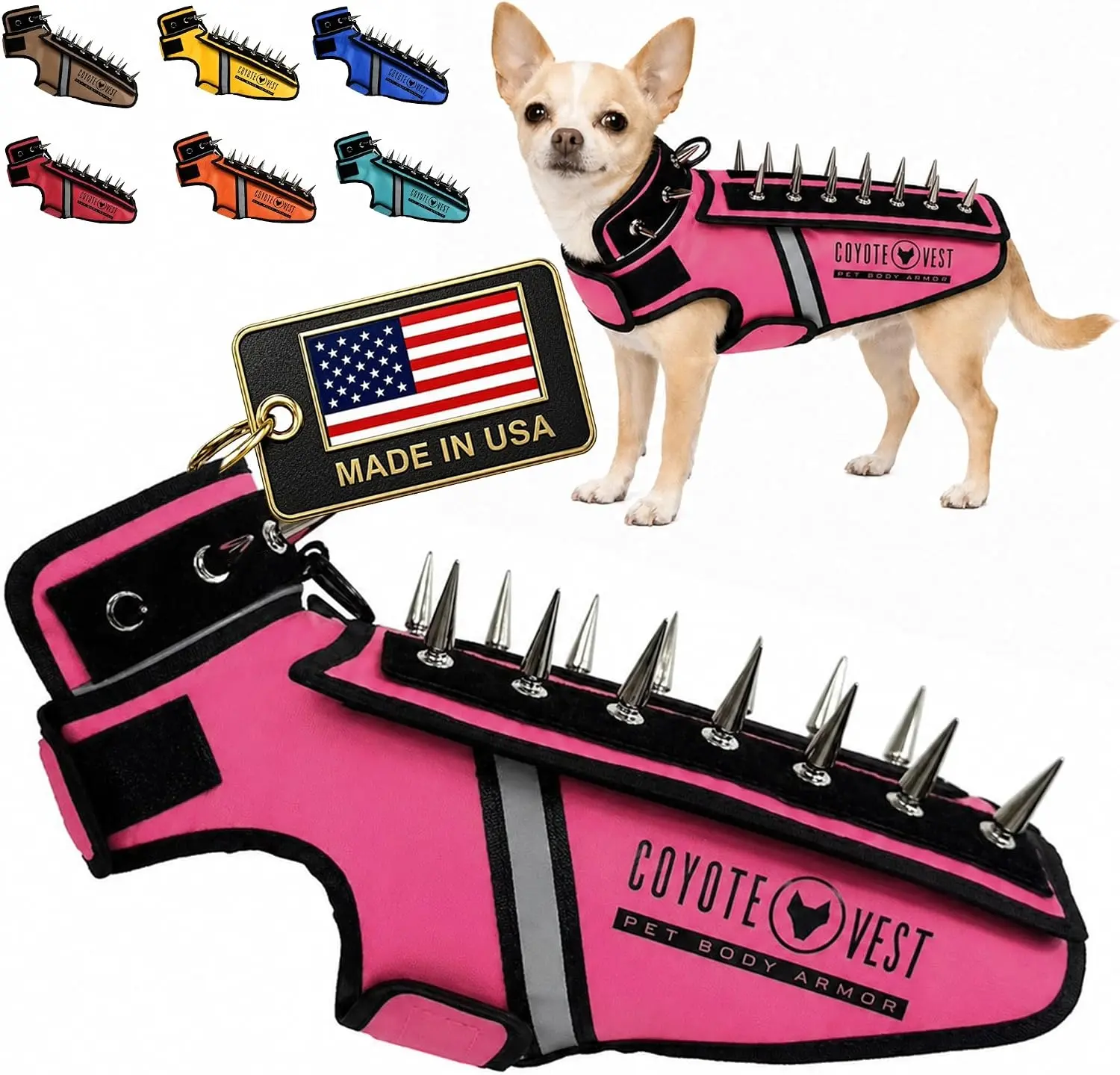 CoyoteVest HawkVest | SpikeVest & HawkShield Bundle | Stab-Resistant Vest and Dog Harness | Protection from Coyotes, Aggressive Dogs & Birds of Prey | Made in USA
