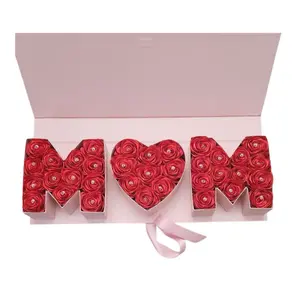 MOM Flower Box - Red Roses in Heart Shape Gift Box for Mother's Day