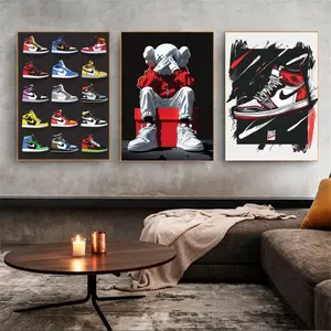 Set of 3 Digital Sneakerhead Posters, KAWS Figure and Sneaker Art Prints, Printable Hypebeast Wall Decor, Street Art