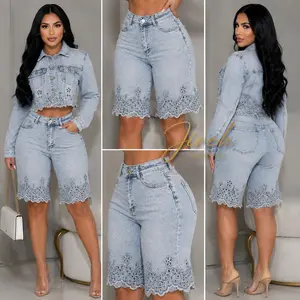 Celeste Lace Denim Bermuda Short