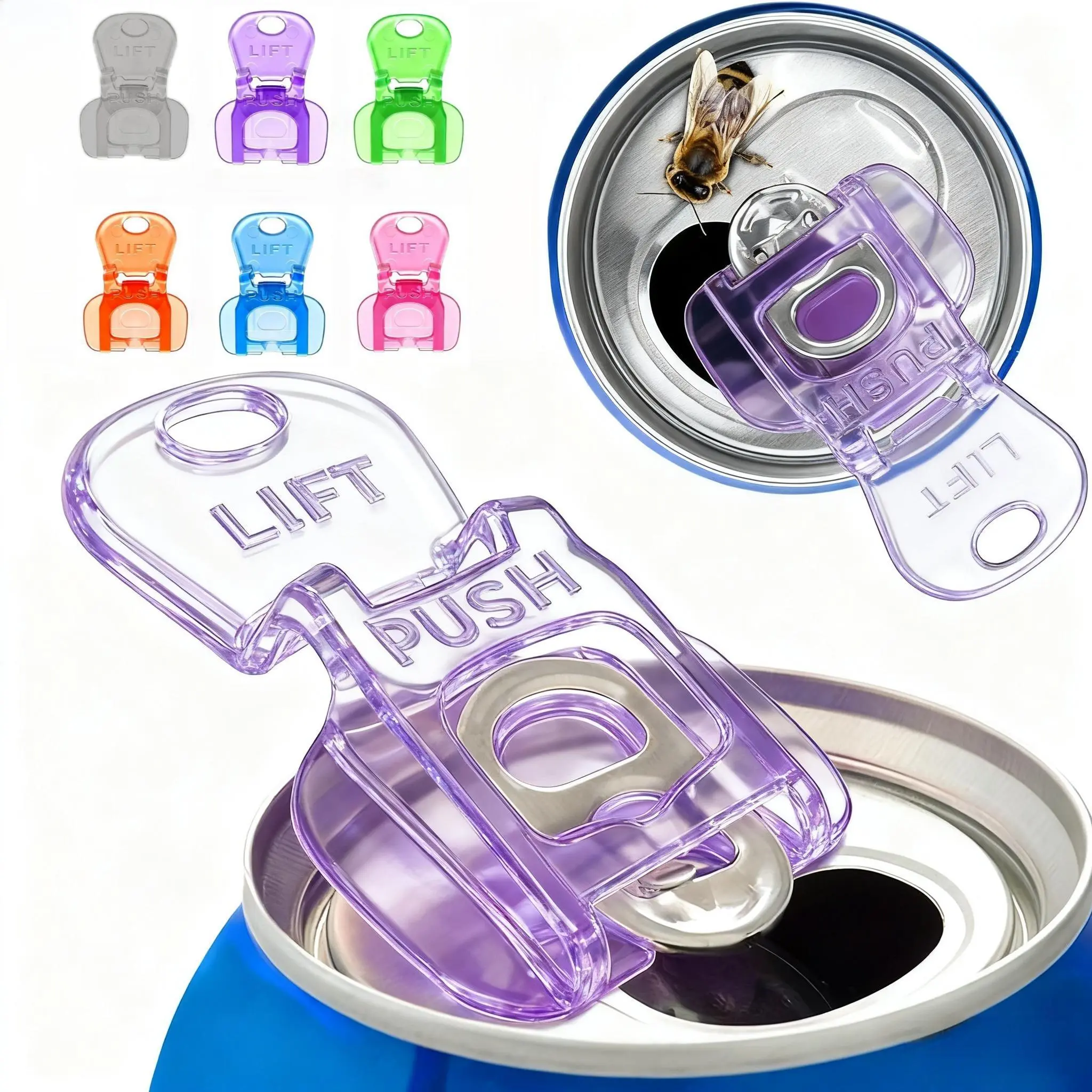 Soda Can Covers Protector Pack of 6/12/24, Clear Crystal Beer Can Cap Lid Fits 202 Slim Cans, Drink Protectors Shields Drinks from Bugs Bees Dust, BPA-Free Reusable Food-Grade Tab Opener for BBQ Party Beach, Reusable Drinkware Covers Beverage Protector