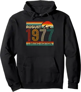 August 1977 Limited Edition Classic 1977 Vintage Birthday Pullover Hoodie