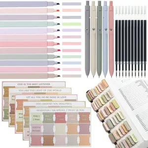 Aesthetic Bible Highlighters and Gel Pens No Bleed Bible Study Supplies Journaling Kit Tabs for Women, Cute Office Desk Accessories Essentials Stuff for Planner College Nurse (32 PCS)