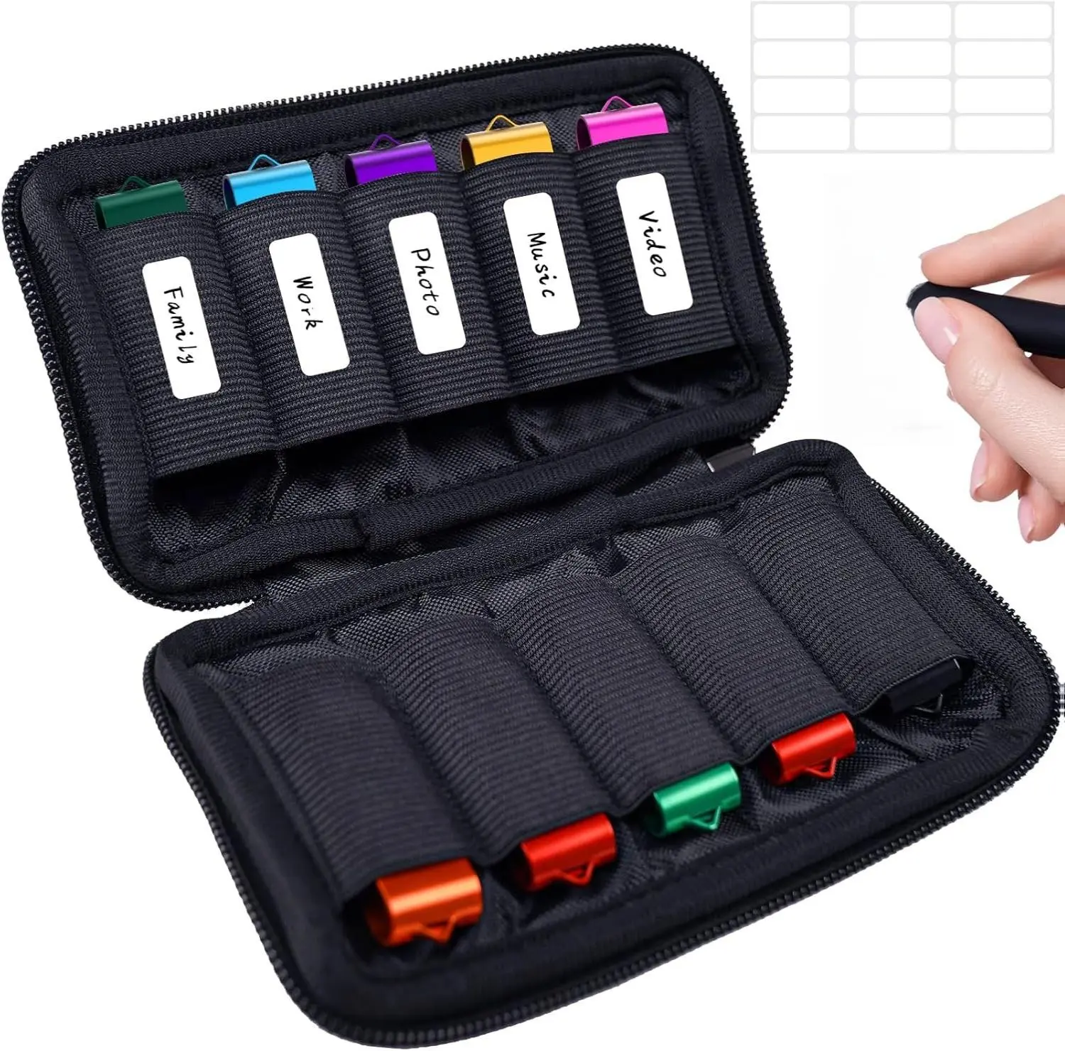 Flash Drive Case, USB Drive Holder, Storage Bag for Thumb Drive, Light Weight and Easy to Put into Handbag, Protect and Store Small Items, 10 Slots Electronic Accessories Organizer Lightweight Hangable