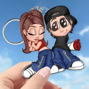 Personalized Y2K Couple Acrylic Car Hanging Ornament -  Gift For Couples - Custom Y2K Cartoon Acrylic Keychain - Anniversary Gift for Couples