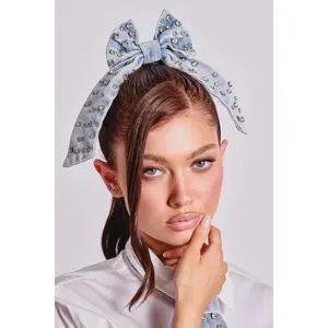 DENIM AND DIAMONDS HAIR BOW