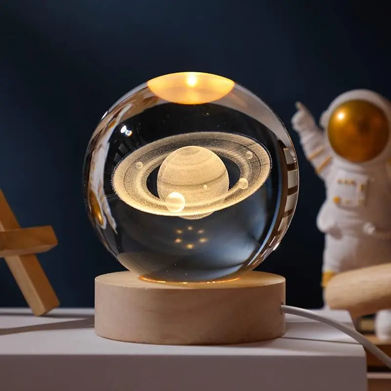 3D Crystal Ball 60mm Universe Gifts with Laser Engraved Model Astronomy Decor Solar System, Milky Way, Saturn, Moon, Gift for Kids, Physics Enthusiasts, and Space Model Collectors,crystal ball night light men gifts crystal ball universe gift