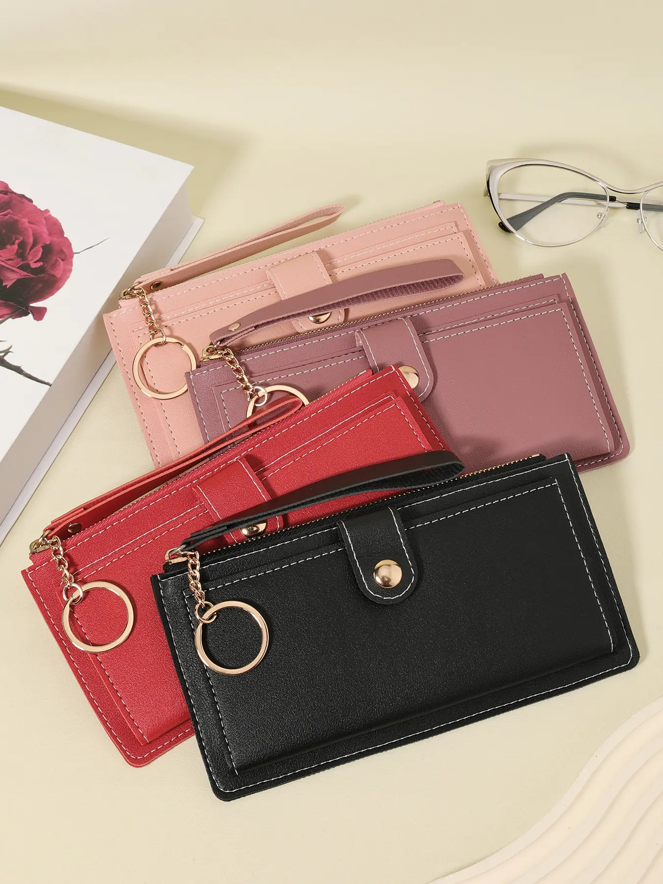 Women's long wallet, multi slot function wallet, elegant folding wallet for women, Bifold Wallets, with card slot and zipper pocket, very suitable for outdoor, travel and back to school