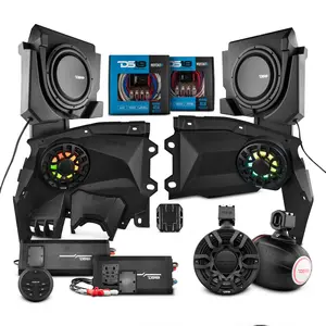 Can-Am Maverick X3 Stage 4 Dash Panel Speaker Enclosures + Driver and Passenger Side Under Seat Subwoofer Enclosure and Pair of Tower Speakers - 3800W MAX