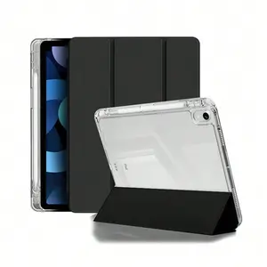 New Luxury Solid Color Tri-fold Pen Slot Tablet Case, Compatible With IPad Mini 6/4, IPad Air 5/4/3/2, IPad Pro 2024/2022/2020/2019 Series, Galaxy A9/A8/A7/A6, and S10/S9/S8/S7/S6 Series. Features Automatic Wake-up and Sleep Functions. Unisex Tablet Case.