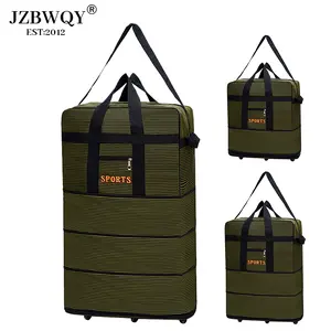 JZBWQY 50-110L Expandable Duffel Bag with Wheels, Lightweight Foldable Nylon Luggage, 3-Zone Capacity for Air Travel, Moving & Multi-Day Trips